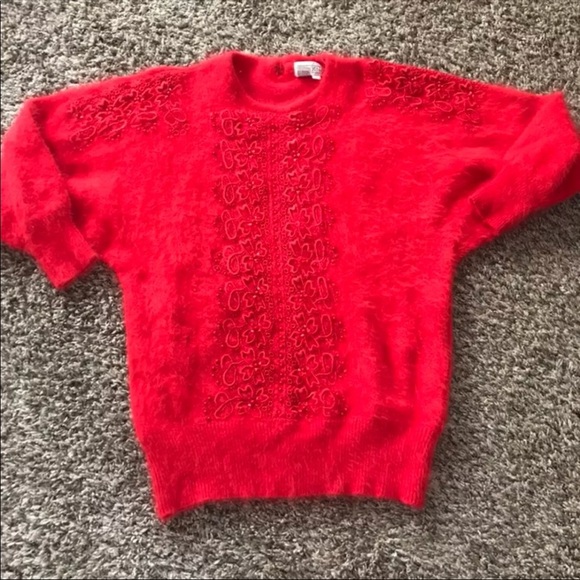 Super Soft, Vintage, Fuzzy Red Sweater - Picture 2 of 4